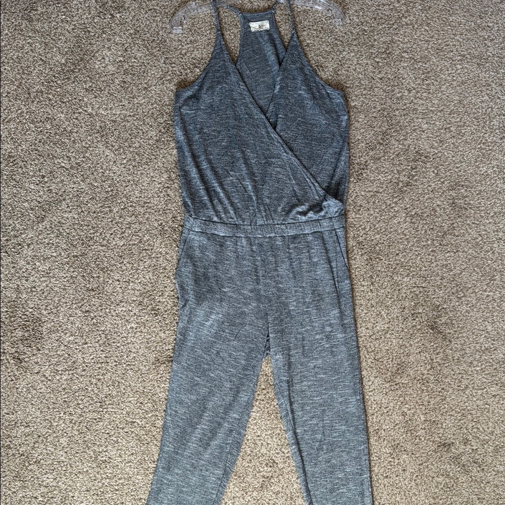 Lou & Grey Gray Sleeveless Wrap Jumpsuit with Pockets